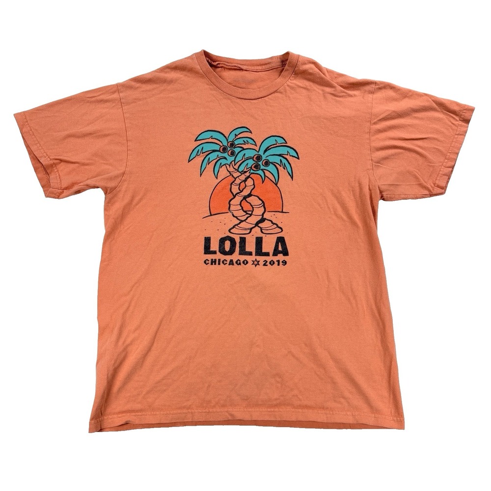 Mens Lollapalooza Music Festival 2019 Graphic T Shirt Chicago Peach Size Medium